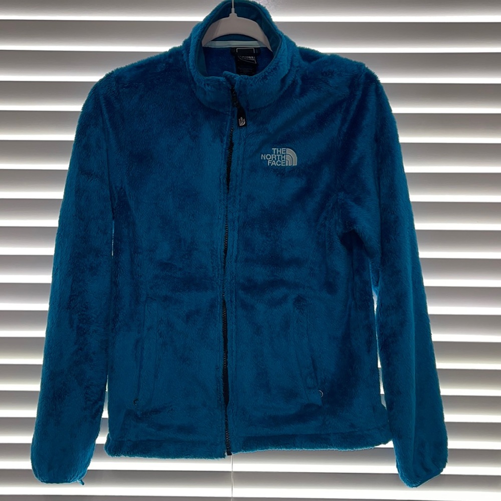 EUC North Face Fuzzy Osito Fleece Teal Blue jacket(zip)